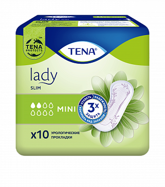 ТЕНА Lady Slim Mini Впитывающие прокладки для женщин, 10 шт - фото № 1